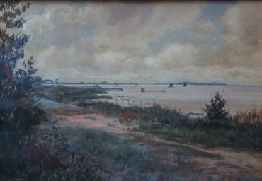 Het IJsselmeer, B. van Vlijmen, 1895-1977, aquarel